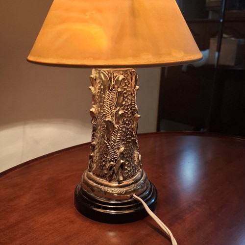 Vintage table lamp with silver-plated base, like new