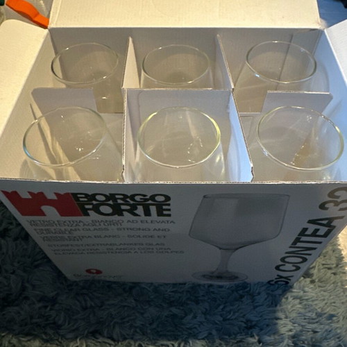 Borgonovo Italian glasses new, set of 6