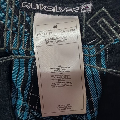 Quiksilver men's bermuda shorts like new, black and turquoise, size XL