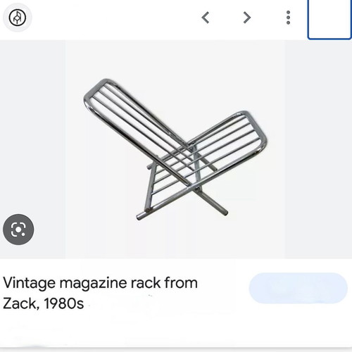 ZACK 1980s Folding Magazine Rack used, metal nickel finish