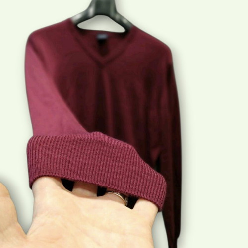 Olymp wool sweater size L like new, burgundy V-neck