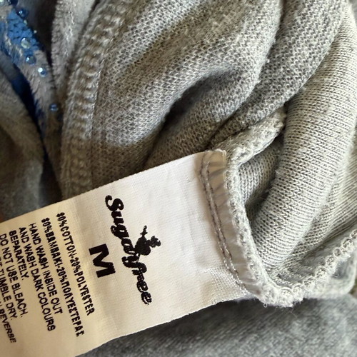 Sugarfree gray velvet hoodie cardigan used, size M