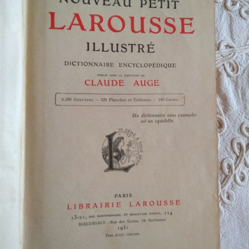 Nouveau Petit Larousse collectible used, 1931 edition