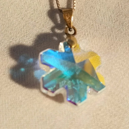 Silver necklace 925 with gold-plated crystal pendant like new