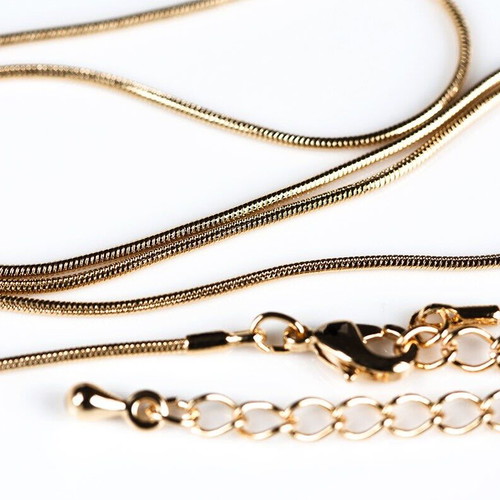 Delicate snake gold chain necklace new with clasp and extension