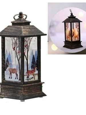 LED Lantern 13x5x5 cm with Winter Design and Warm Light New