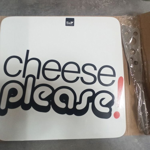 S&P porcelain cheese platter new, square 28x28 with knife