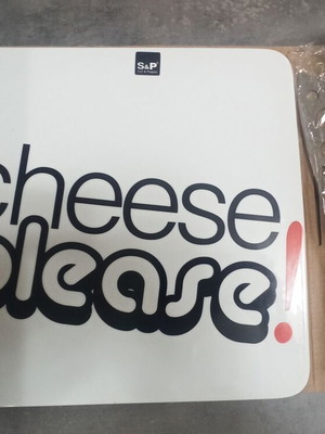 S&P porcelain cheese platter new, square 28x28 with knife