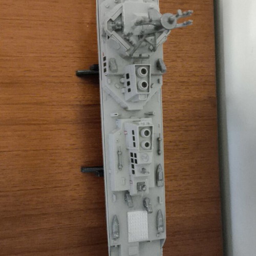 Warship model destroyer with base and mini helicopter