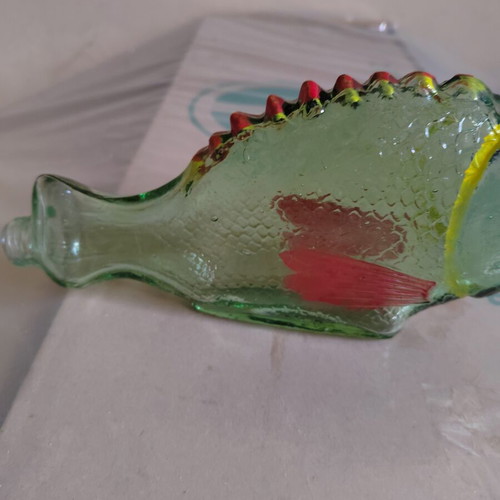Vintage glass fish bottle like new, 1960s-1970s decorative piece