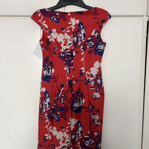 Liu Jo Red Fitted Dress with Large Flowers New Size 42