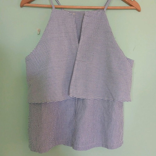 Minkpink striped top new, size S, white and blue