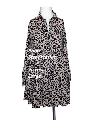 Boho dress/shirt Stradivarius animal print viscose size L like new