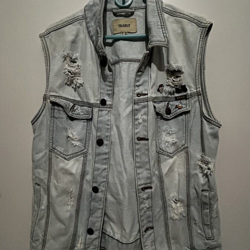 Pull & Bear Acid Wash Denim Vest Size L, like new