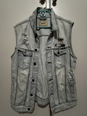 Pull & Bear Acid Wash Denim Vest Size L, like new