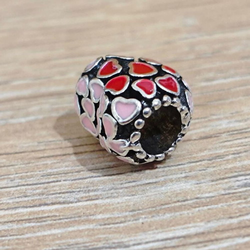 Silver charm hearts with enamel like new