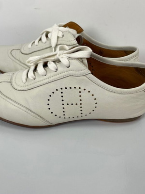 Hermes Perforated H Sneaker used, size 37.5, cream