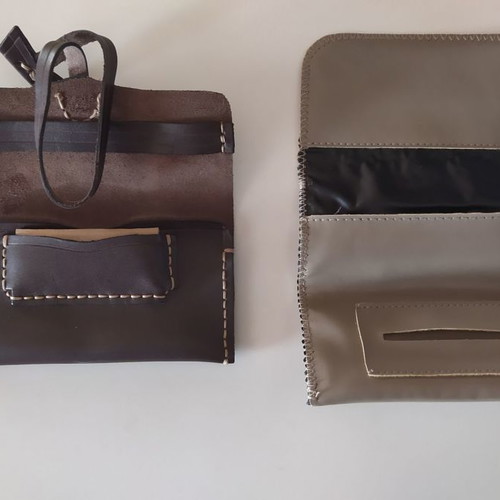 Brown and beige PU leather cigarette cases new, set of 2