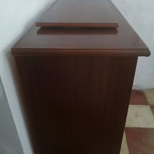 TV cabinet-vitrine 1970s used, solid wood with rotating base