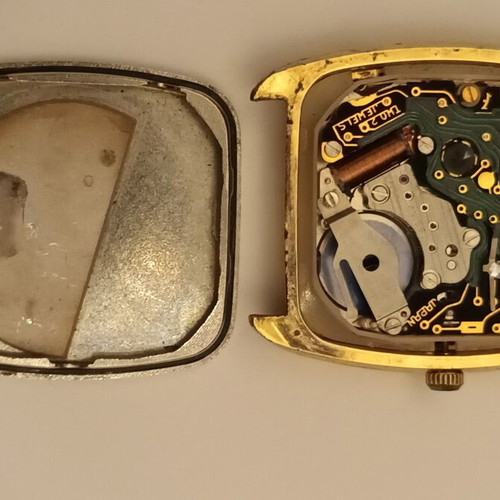 Seiko Analogue Digital Watch used, brown and gold, for parts