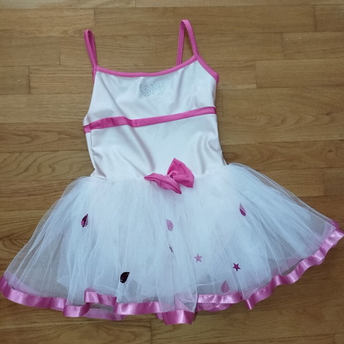 Girls' Ballet Dress with Tutu like new, white and fuchsia, size 110-116 cm