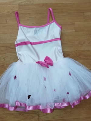 Girls' Ballet Dress with Tutu like new, white and fuchsia, size 110-116 cm