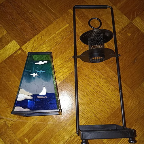 Metal candle holder black like new