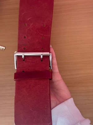 Leather belt used burgundy, brand Sarah