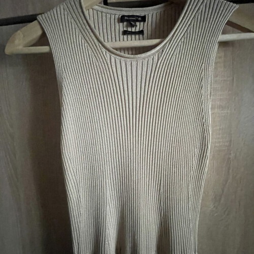Massimo Dutti ribbed maxi dress size small like new beige