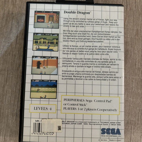 Double Dragon Sega Master System game, complete