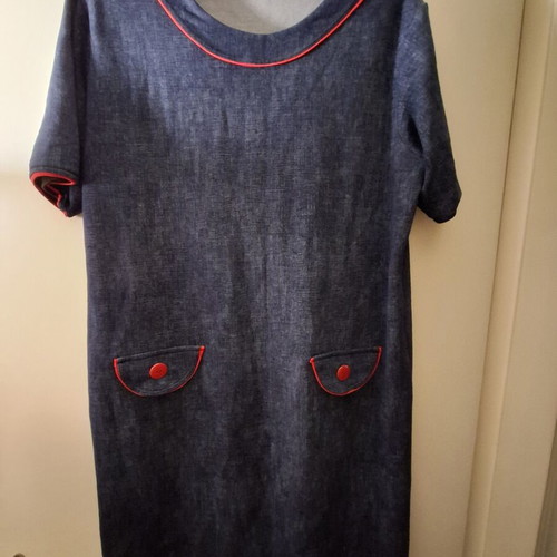 Cotton dress 2XL like new, blue and red
