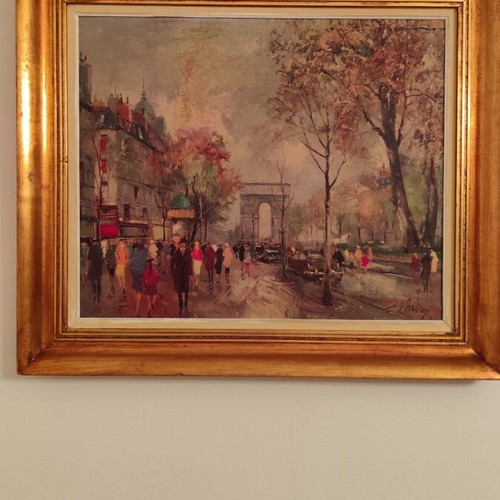 F. Claver Arc de Triomphe Paris oil painting with frame