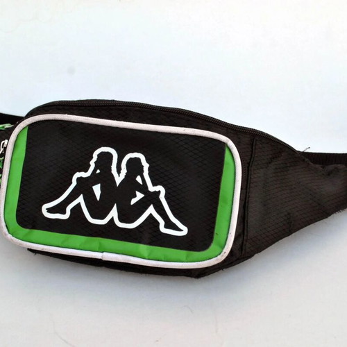 Kappa Vintage Black Waist Bag used with Multiple Compartments Y2K