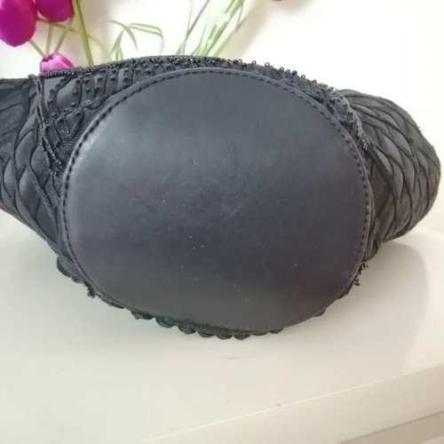 Gai Mattiolo shoulder bag used black beaded embroidery satin