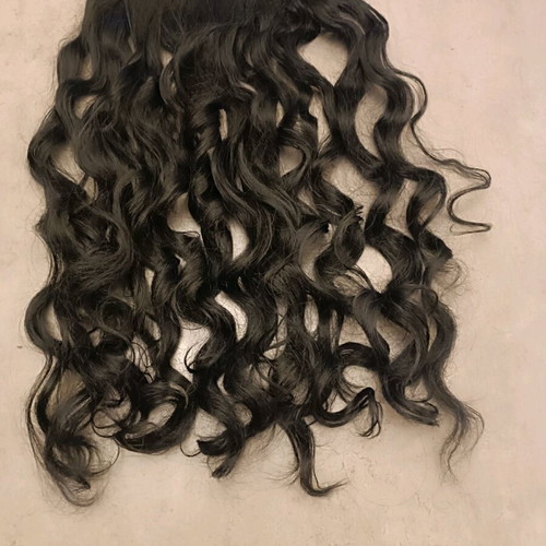 Synthetic black hair extensions like new, two straight and one curly