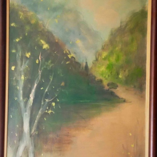 Oil painting on canvas by Doris in like new condition