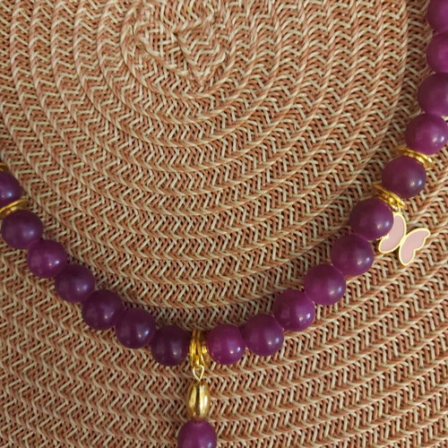 Handmade necklace with purple beads new