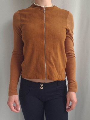 Majestic Filatures women's suede leather and cotton jacket blouse, size XS