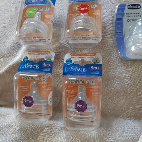 Dr. Brown's Options+ Wide-Neck Nipples and Chicco Sterilizing Tongs New