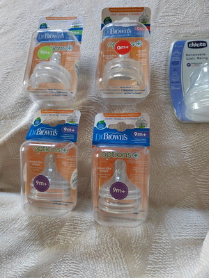 Dr. Brown's Options+ Wide-Neck Nipples and Chicco Sterilizing Tongs New