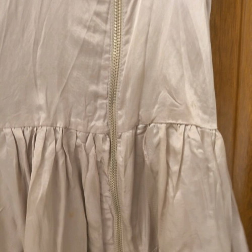 Mini satin women's formal dress silver like new with zipper and hood
