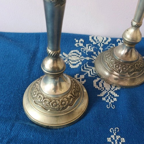 Antique candlesticks used, set of 2, 30 cm height