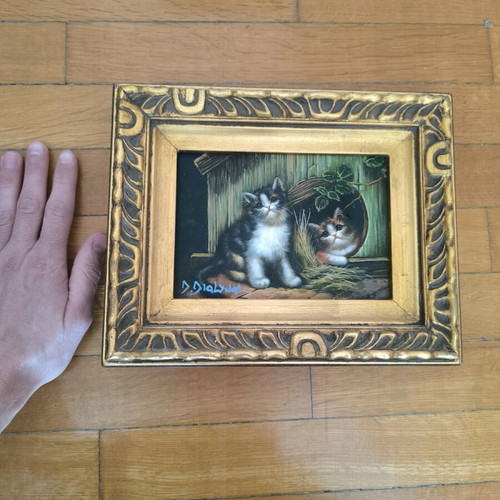 Painting with cats like new, artwork by D. Dialyna