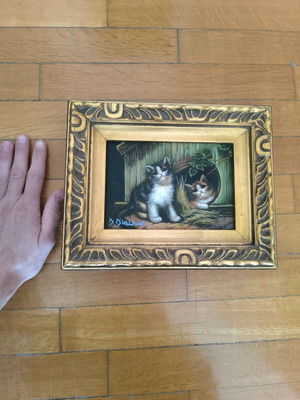Painting with cats like new, artwork by D. Dialyna