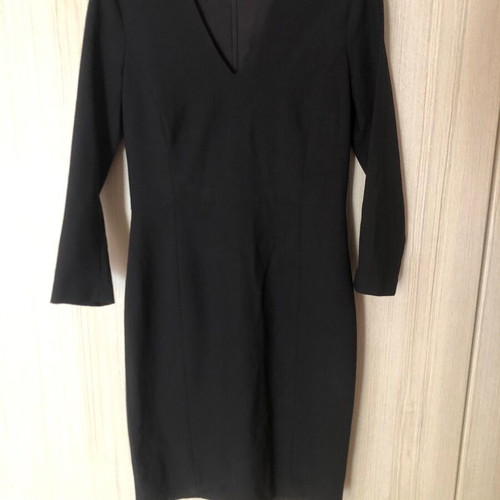 Theory midi black V neck dress with back zipper, used, size S/M