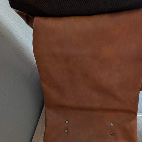 Vintage unisex backpack in brown faux leather with laptop compartment