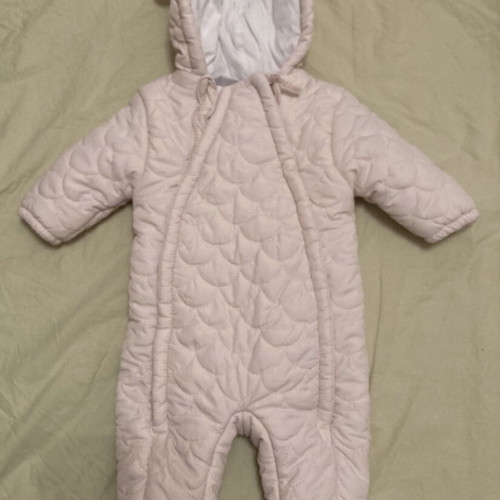 Baby snowsuit like new pale pink with warm lining