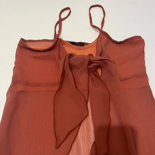 See-Through Crop Top with Straps new, orange, one size