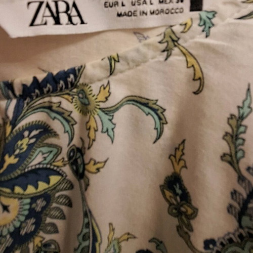Zara blouse shirt with paisley large like new, white and green