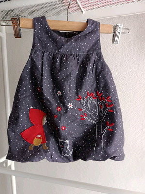 Baby baloon dress 3-6 months like new with embroidered Little Red Riding Hood